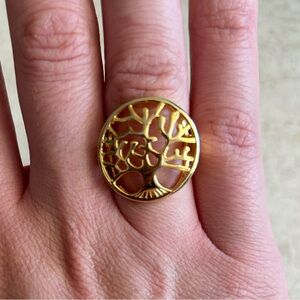 Gold Vermeil Tree of Life Ring Size 7